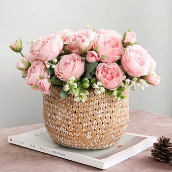 НОВА Персийски Роза, Божур букет от Коприна Изкуствени Цветя флорес домашно парти сватбена украса на сватба фалшив Цвете