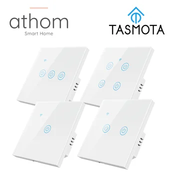 ATHOM предварително прошитый Tasmota Без да е неутрален и с неутрален двоен режим на ЕС WiFi ключ Докосване на клавиш 1 /2/3/4 банда