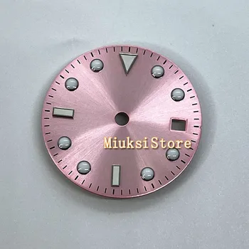 28,5 мм Часовник с Розов стерилен циферблат идеални Miyota8215/821A MingZhu DG2813 DG3804 ЕТА 2836 2824 Механизъм за мъжки часовници и Аксесоари за часа