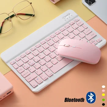 Акумулаторна Безжична Клавиатура Мишка Комплект Мини Тънък Тих Bluetooth Клавиатура И Мишка Комбинации За Лаптоп, iPad на Apple, Android, Mac