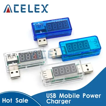 Цифров USB Мобилен Мощност на зареждане на ток напрежение Тестер Метър Мини USB зарядно устройство за д-р волтметър амперметър Обрат прозрачен