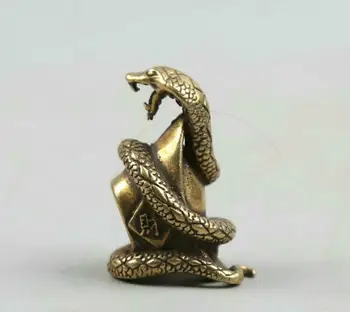 Древен Китайски Бронзов Зодиак Животно Змия Богатство Пари Юаньбао Малка Статуетка