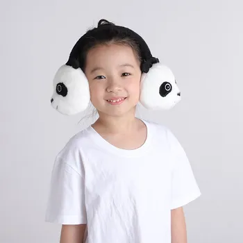 Децата Момче Момиче Зимата е по-Топло на Ухото Панда Слушалки 3D Съединители Ушанка лента за глава