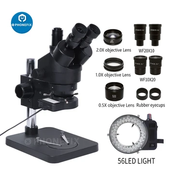 3.5 X-180X Digital Професионален Тринокулярный стереоскопичен микроскоп с увеличение WF10X WF20X Окуляры 0.5 X 2.0 X Обективи 56 -Led околовръстен осветление
