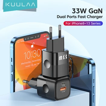 KUULAA C USB Зарядно Устройство 33 W GaN Type C PD Бързо Зареждане За iPhone 14 13 12 11 Pro Max XS 8 Plus За iPad Pro Air iPad mini 2021