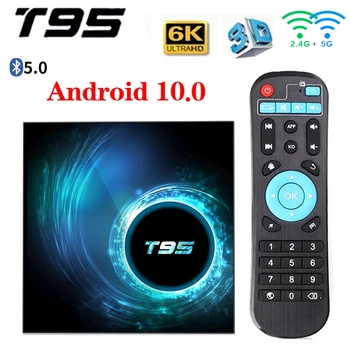 Оригинален T95 Smart TV BOX Android 10 Allwinner H616 4 GB 64 GB 6 ДО 4 ДО мултимедиен плейър 3D Видео Глас 2,4 G 5 G Wifi BT5.0 Телеприставка