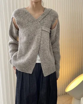 есенно-зимния нов дамски топли дизайнерски пуловер от 30% вълна